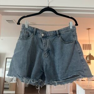 Classic Denim Women's Cross Button Asymmetrical Shorts